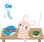 イラスト風鈴とうちわ　香取せんこう　うさぎの.gif